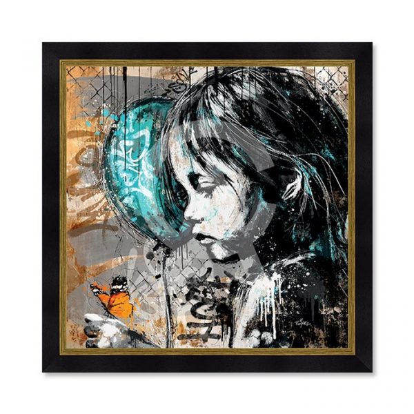 Image encadrée – Romaric – La Petite Fille et le Papillon – 40x40cm