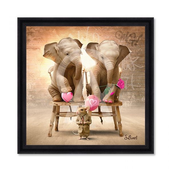 Image encadrée – Sylvain Binet – Elephanteaux Luxury – 40x40cm