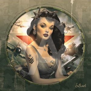 Impression Alu Dibond – Sylvain binet – Pin up Army – 20x20cm