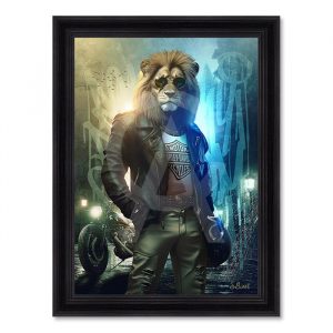 Image encadrée – Sylvain Binet – Lion Harley – 50x70cm